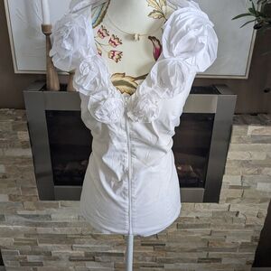 Peter Nygard Elegant White Floral Blouse